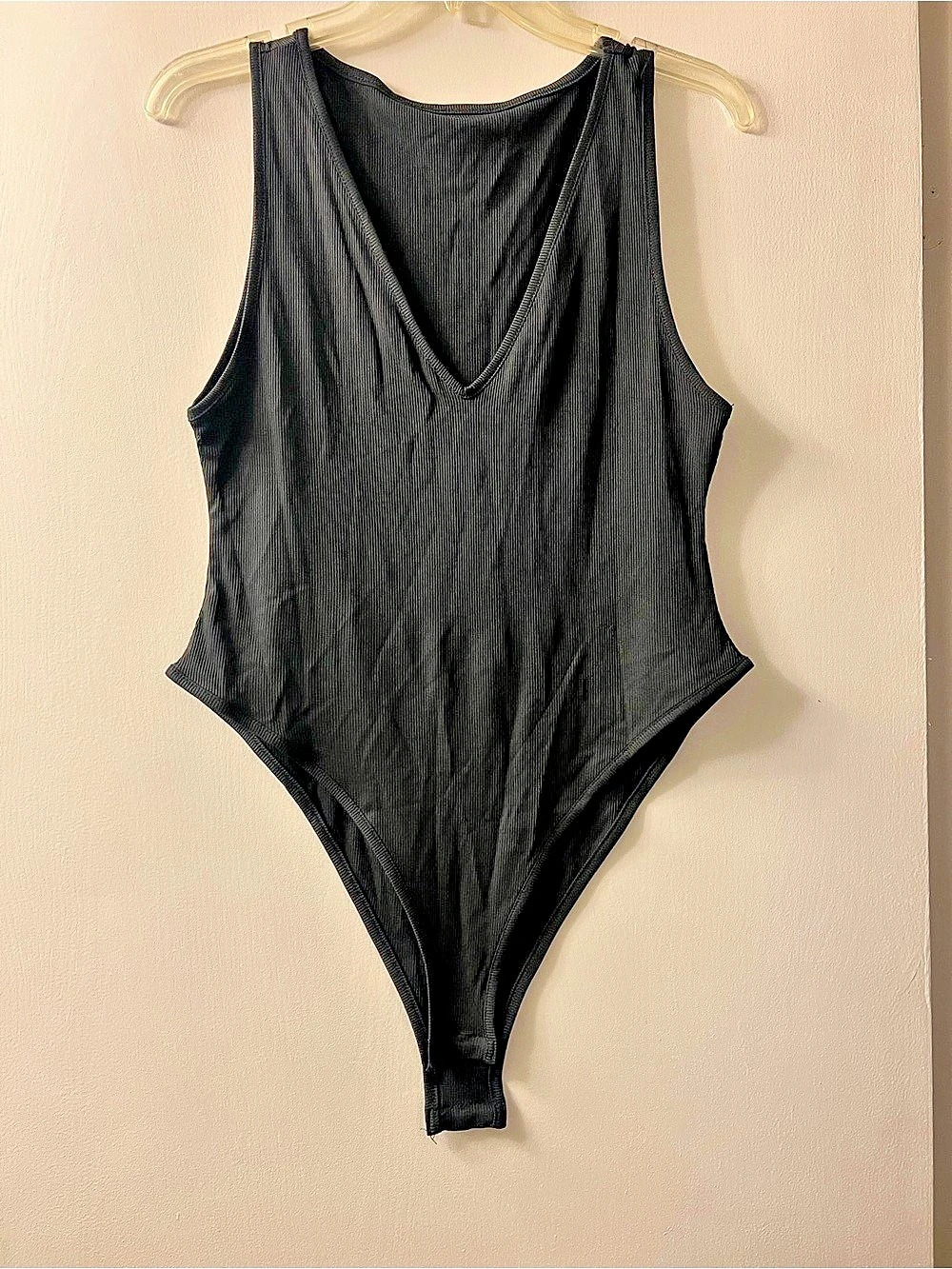 Black Ribbed One-Piece Swimsuit